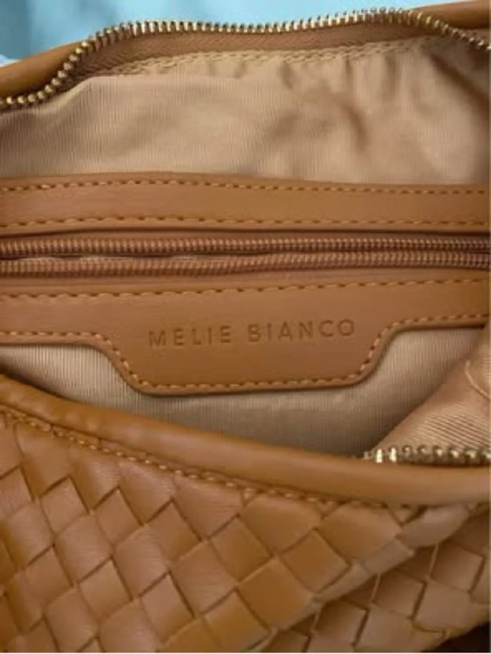 Melie Bianco Woven Hobo Bag in Tan